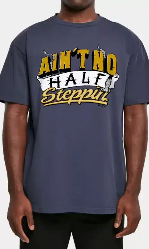 No half steppin navy shirt front