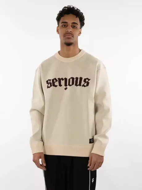 Serious Script Crewneck | Beige - Image 2