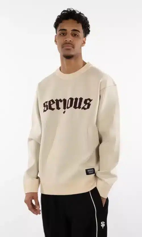 Serious Script Crewneck | Beige