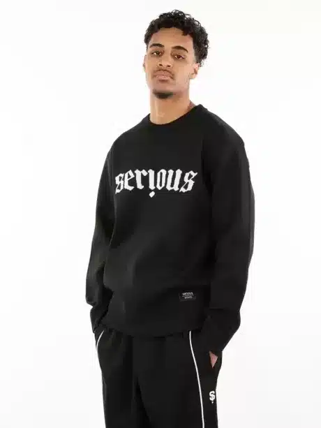 Serious Script Crewneck | Black