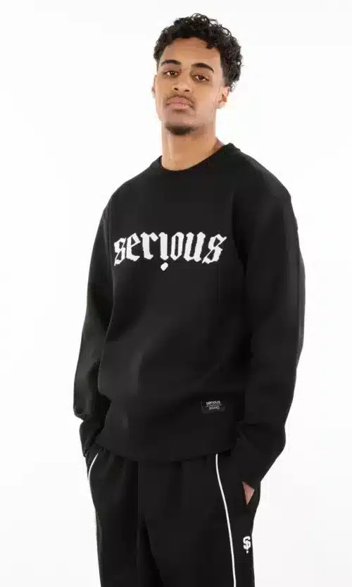 Serious Script Crewneck | Black